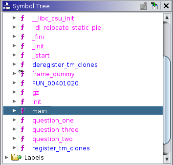 Symbol Tree in Ghidra