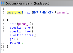 Reconstruction of the main function